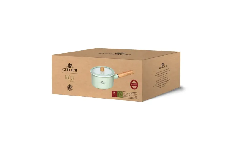 GERLACH NATUR ENAMEL ZIELONY Rondel emaliowany 2 l z pokrywką 18 cm / stal węglowa