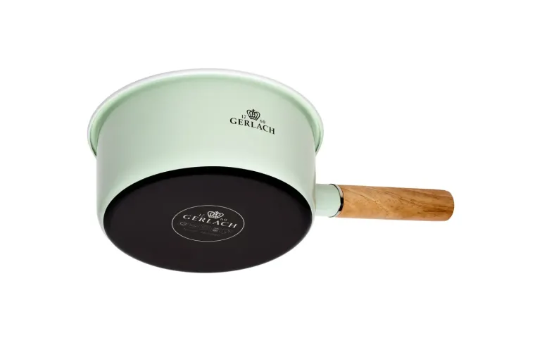GERLACH NATUR ENAMEL ZIELONY Rondel emaliowany 2 l z pokrywką 18 cm / stal węglowa