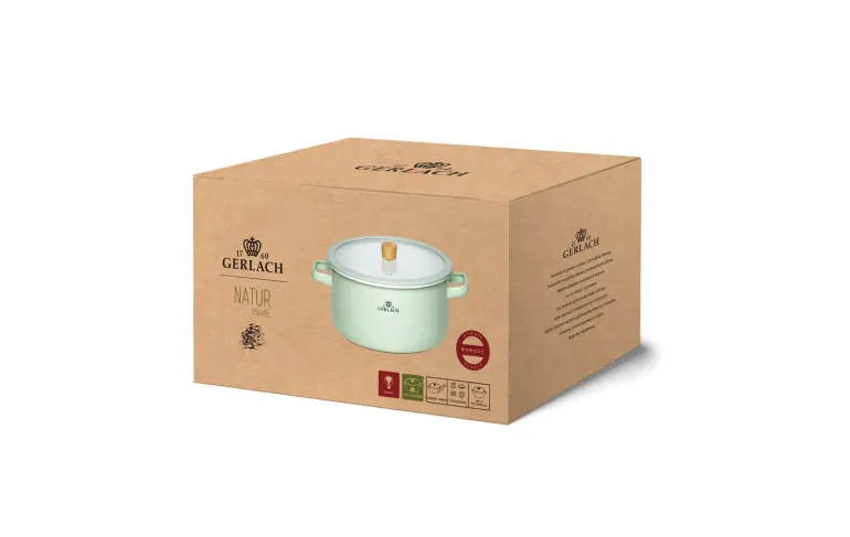GERLACH NATUR ENAMEL ZIELONY Garnek emaliowany 5 l z pokrywką 24 cm / stal węglowa