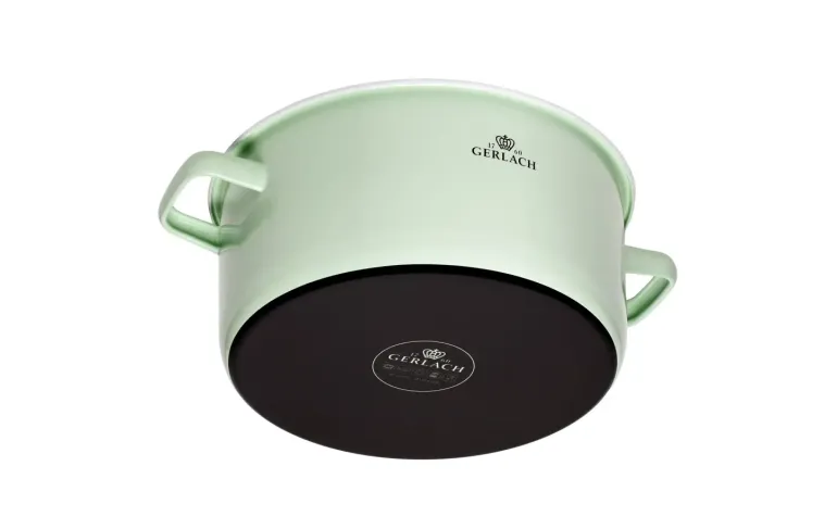 GERLACH NATUR ENAMEL ZIELONY Garnek emaliowany 5 l z pokrywką 24 cm / stal węglowa