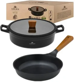 GERLACH NATUR Komplet Garnek 4,2 L z pokrywką 28 cm + Patelnia Natur 28 cm / powłoka ILAG Xera Dur 2 Ceramic / indukcja