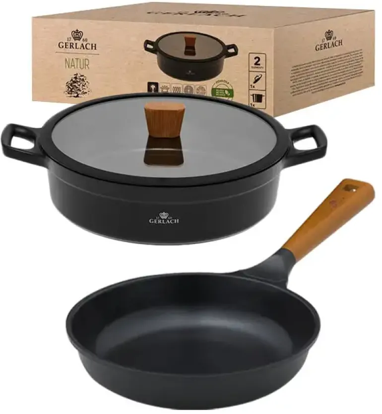 GERLACH NATUR Komplet Garnek 4,2 L z pokrywką 28 cm + Patelnia Natur 28 cm / powłoka ILAG Xera Dur 2 Ceramic / indukcja