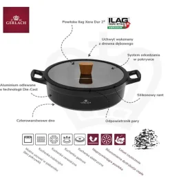 GERLACH NATUR Komplet garnków 24, 28 cm / 4,5 /4,2 L + pokrywki / powłoka ILAG Xera Dur 2 Ceramic / indukcja