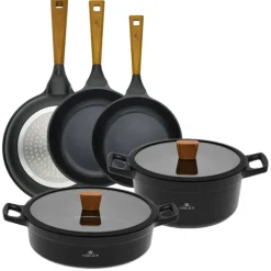 GERLACH NATUR Komplet garnków 24, 28 cm + Patelnie Natur 20, 24, 28 cm / powłoka ILAG Xera Dur 2 Ceramic / indukcja