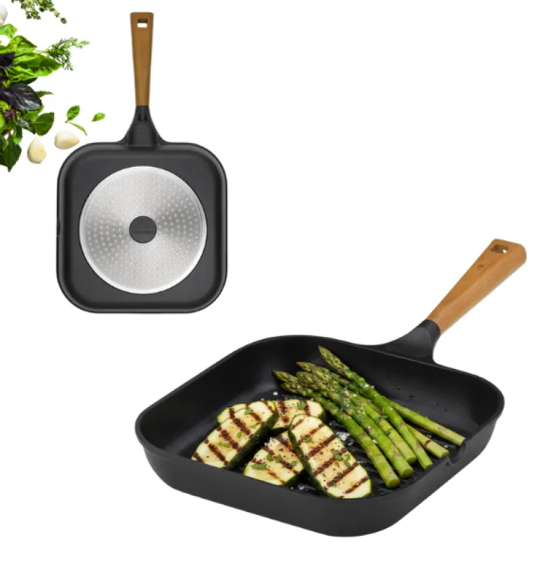 GERLACH NATUR Komplet garnków 24, 28 cm + Patelnie Natur 20, 24, 28 cm + patelnia grillowa 24 cm