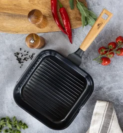 GERLACH NATUR Komplet patelni 20, 24, 28 cm, Grillowa 28 cm / powłoka ceramiczna ILAG® Non-Stick