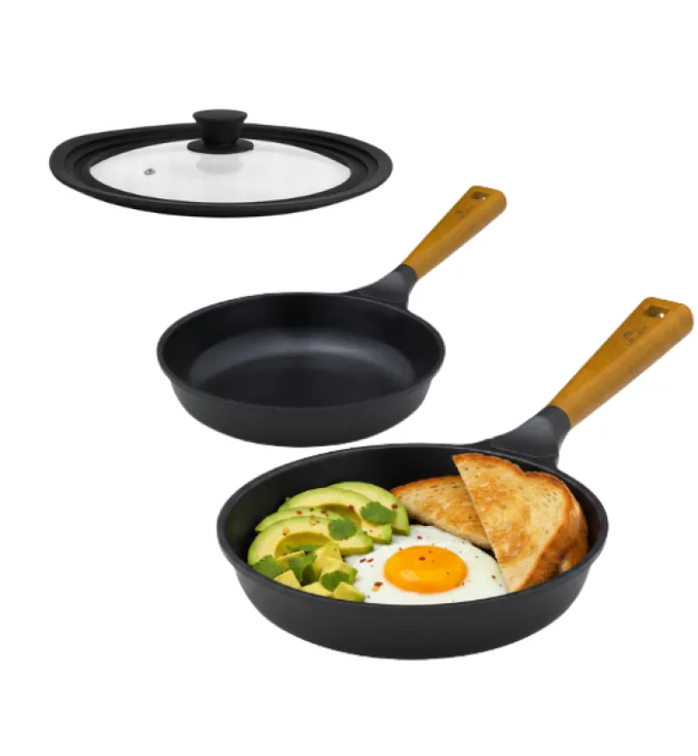 GERLACH NATUR Komplet patelni z powłoką ceramiczną ILAG® Non-Stick / 24, 28 cm + pokrywka silikonowa 24, 26, 28 cm