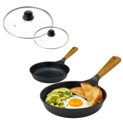 GERLACH NATUR Komplet patelni 20, 28 cm z powłoką ceramiczną ILAG® Non-Stick Xera Dur 2 + pokrywki uniwersalne