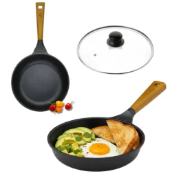 GERLACH NATUR Patelnia 20 cm z powłoką ceramiczną + pokrywka szklana | ILAG® Non-Stick Xera Dur 2