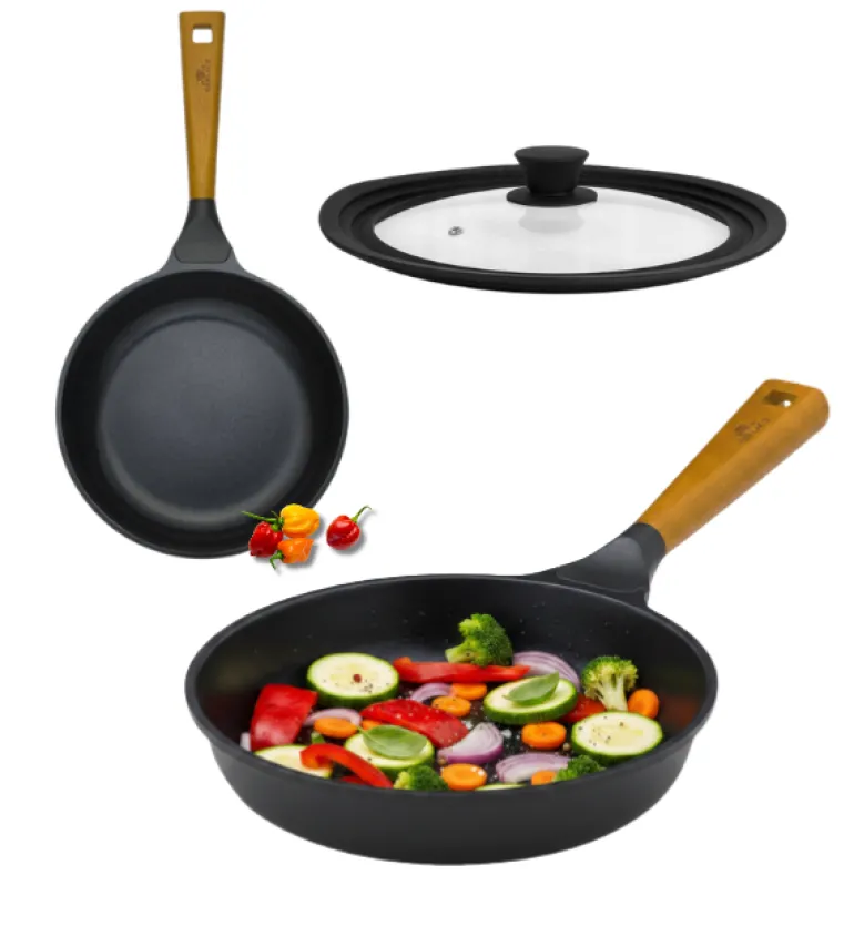 GERLACH NATUR Patelnia 24 cm z powłoką ceramiczną + pokrywka silikonowa | ILAG® Non-Stick Xera Dur 2