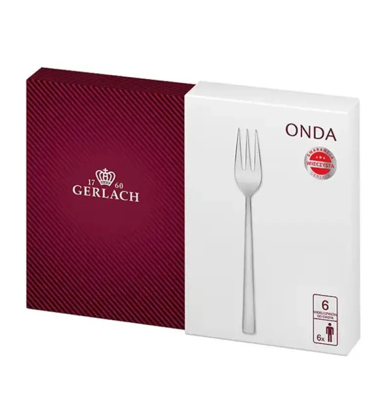 GERLACH ONDA Sztućce Komplet widelczyki do ciasta 12 el pudełko / 12 osób / połysk