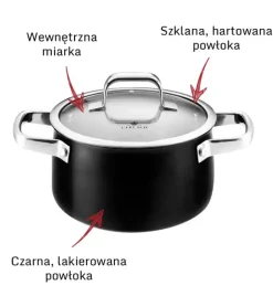 GERLACH PRIME Komplet Garnki z pokrywkami 6 el / stal nierdzewna / czarne lakierowane