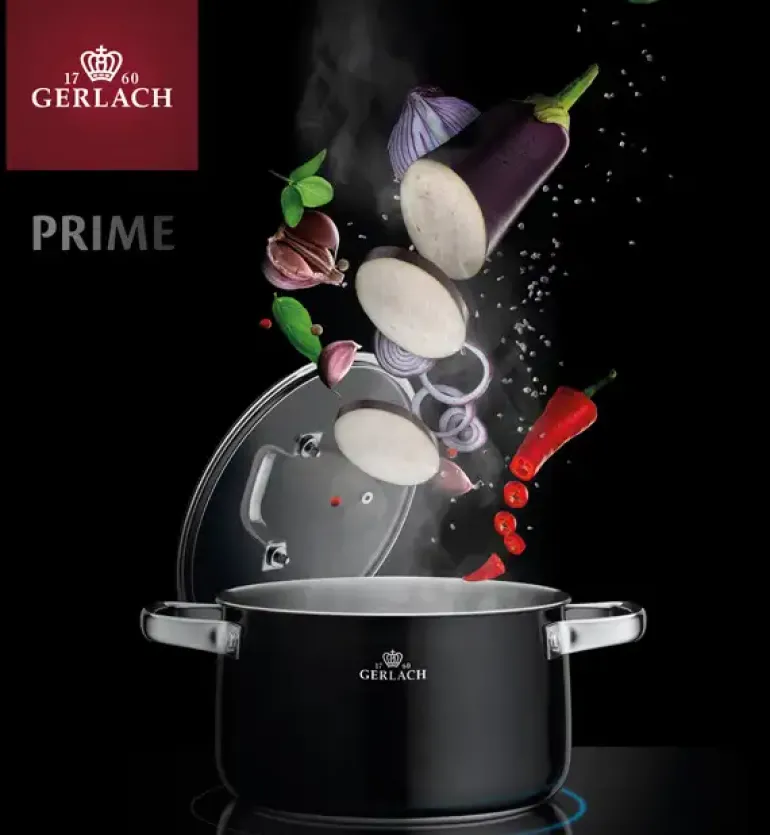 GERLACH PRIME Komplet Garnki z pokrywkami 6 el / stal nierdzewna / czarne lakierowane