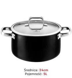 GERLACH PRIME Komplet Garnki z pokrywkami 6 el / stal nierdzewna / czarne lakierowane