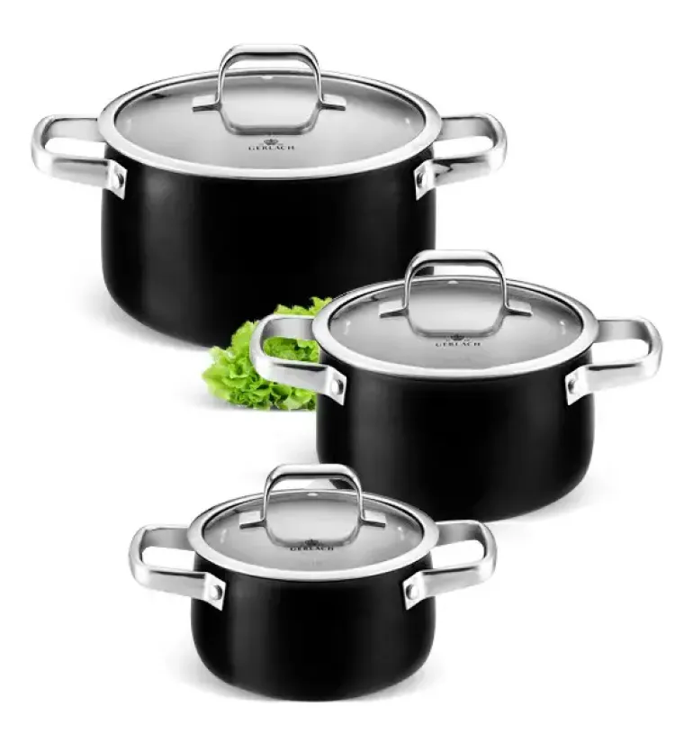 GERLACH PRIME Komplet Garnki z pokrywkami 6 el + patelnie Gerlach Ambiente 20, 28 cm+ pokrywki