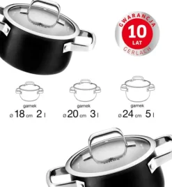 GERLACH PRIME Komplet Garnki z pokrywkami 6 el + patelnie Gerlach Ambiente 20, 28 cm