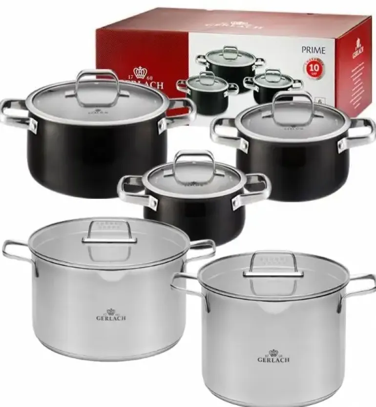 GERLACH PRIME Komplet Garnki z pokrywkami 6 el + Garnki Gerlach Ambiente 7 l i 10 l