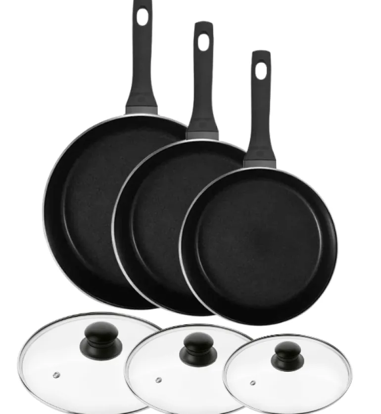 GERLACH PURE Komplet Garnki z pokrywkami 10 el / indukcja + Gerlach Harmony Classic Patelnia 20, 24, 28 cm + Pokrywki szklane