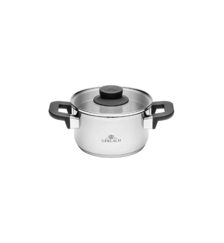 GERLACH PURE Komplet Garnki z pokrywkami 10 el / indukcja + Gerlach Granitex Patelnia 20, 24, 28 cm + Patelnia naleśnikowa 26 cm + Brytfanna Granitex z pokrywką