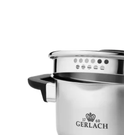 GERLACH PURE Komplet Garnki z pokrywkami 10 el / indukcja + Gerlach Granitex Patelnia 20, 24, 28 cm + pokrywki szklane