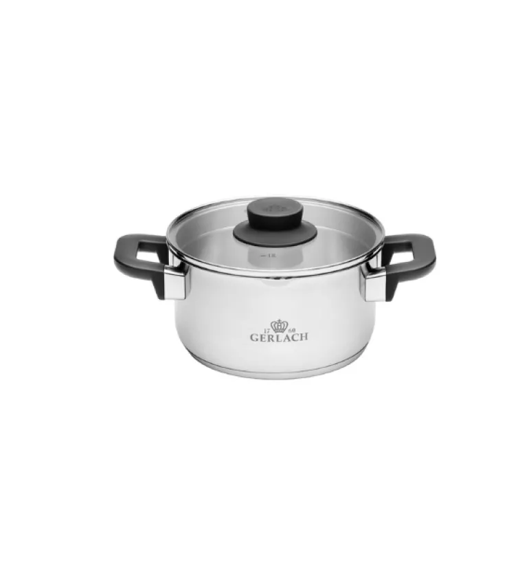 GERLACH PURE Komplet Garnki z pokrywkami 10 el / indukcja + Gerlach Ambiente Patelnia 20, 24, 28 cm + Patelnia naleśnikowa Harmony 26 cm