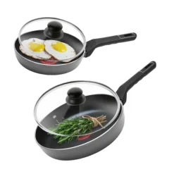 GERLACH PURE Komplet Garnki z pokrywkami 10 el / indukcja + Gerlach Ambiente Patelnia 20, 28 cm + pokrywki szklane