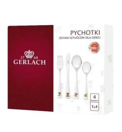 GERLACH PYCHOTKI Sztućce dla dzieci 4 elementy w pudełku / połysk