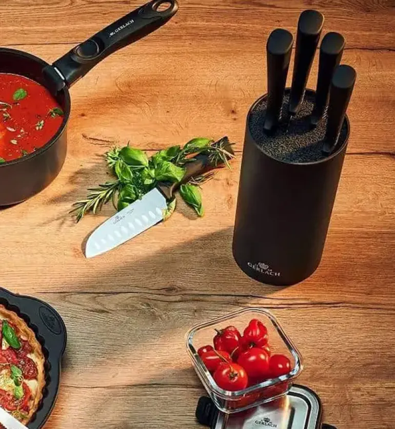 GERLACH SMART BLACK 994 Zestaw noży w bloku 6 elementów / antypoślizgowa rękojeść / 994CZARNY