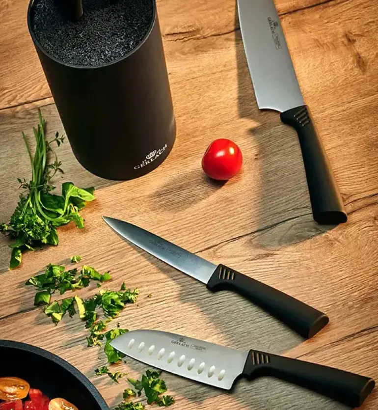 GERLACH SMART BLACK 994 Zestaw noży w bloku 6 elementów / antypoślizgowa rękojeść / 994CZARNY