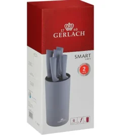 GERLACH SMART GREY Komplet 5 noży w bloku + nożyce do drobiu+ ostrzałka 3w1