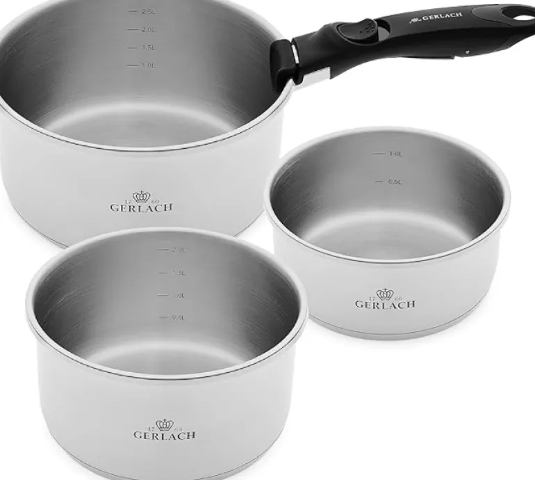 GERLACH SMART STEEL Komplet 3 garnków 16/18/20 cm + odpinana rączka / indukcja