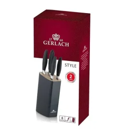 GERLACH STYLE PLUS Komplet 5 noży w bloku + ostrzałka 3w1 uni czerwona