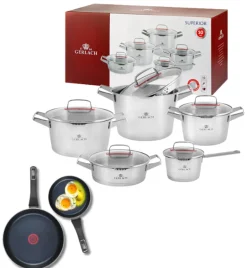 GERLACH SUPERIOR Komplet Garnki z pokrywkami 10 el + patelnie Gerlach Ambiente ThermoCoat 28, 20 cm
