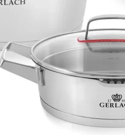 GERLACH SUPERIOR Komplet Garnki z pokrywkami 10 el + patelnie Gerlach Granitex 20, 24, 28 cm + Patelnia naleśnikowa Harmony Classic 26 cm + Brytfanna Granitex