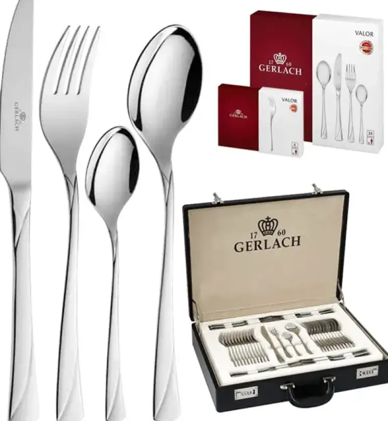 Gerlach Valor Sztućce Komplet 98 el walizka+dodatki / 18 osób / połysk