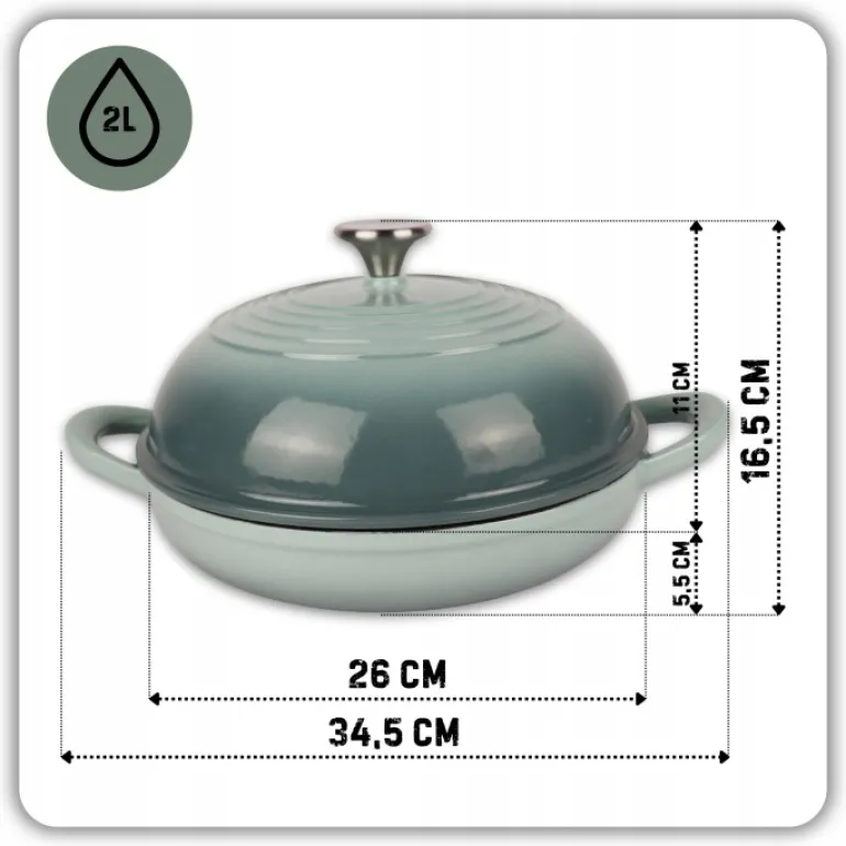 HAGE Garnek do pieczenia chleba 2 l żeliwny emaliowany 26 cm / sól morska