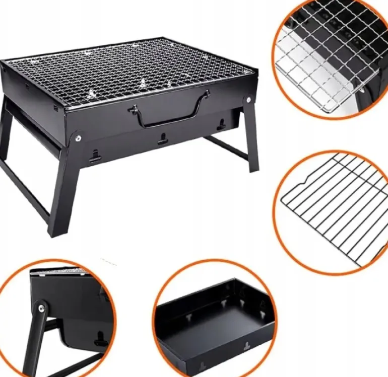HAGE Grill przenośny węglowy kompaktowy 35x27x20 cm w walizce stalowy