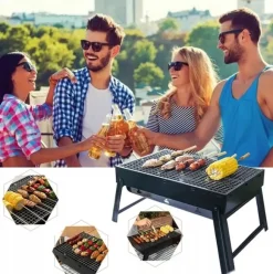 HAGE Grill przenośny węglowy kompaktowy 35x27x20 cm w walizce stalowy