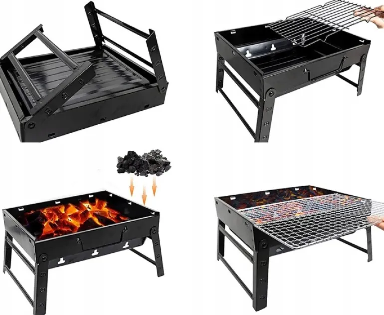 HAGE Grill przenośny węglowy kompaktowy 35x27x20 cm w walizce stalowy