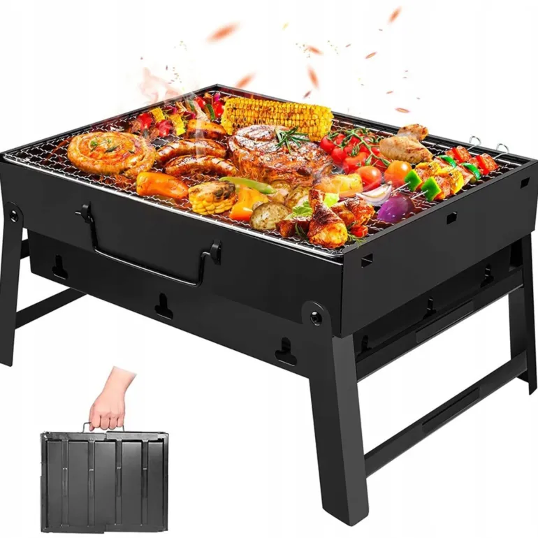 HAGE Grill przenośny węglowy kompaktowy 35x27x20 cm w walizce stalowy