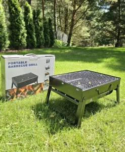 HAGE Grill przenośny węglowy kompaktowy 35x27x20 cm w walizce stalowy