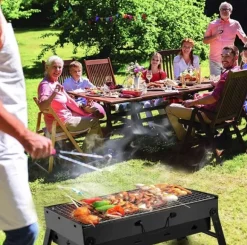 HAGE Grill przenośny węglowy kompaktowy 35x27x20 cm w walizce stalowy