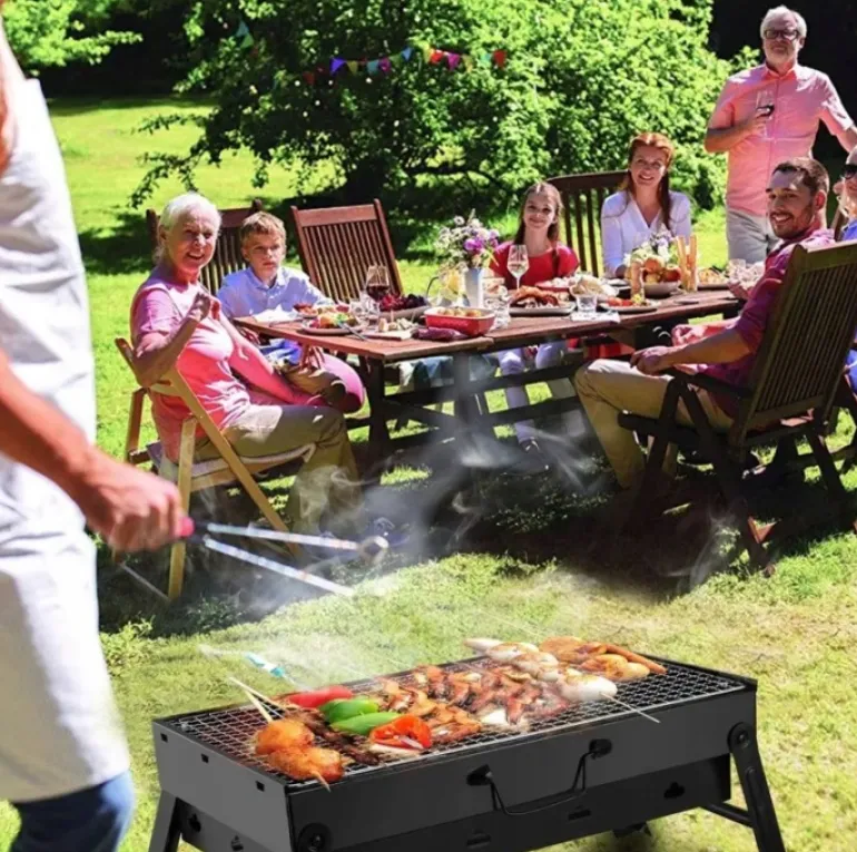 HAGE Grill przenośny węglowy kompaktowy 35x27x20 cm w walizce stalowy