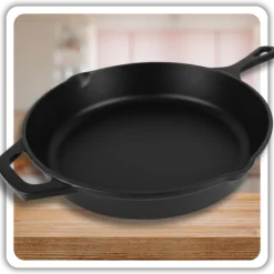 HAGE Patelnia żeliwna emaliowana 26 cm czarna