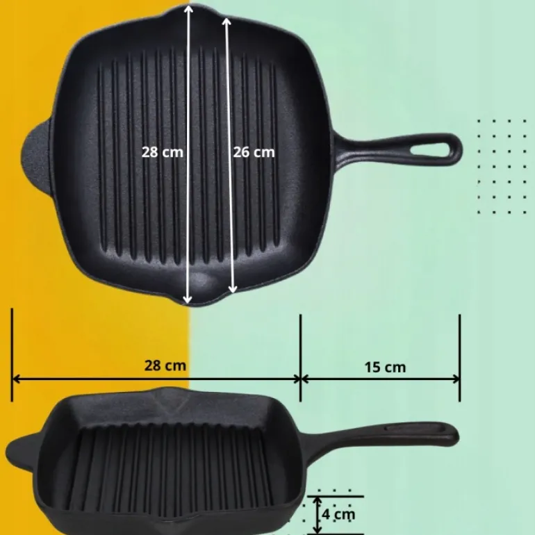 HAGE Patelnia żeliwna grillowa 26 cm Cast Iron