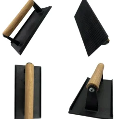 HAGE Prasa do burgerów żeliwna prostokątna 10x20 cm drewniany uchwyt