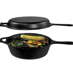 HAGE Rondel żeliwny 3w1 patelnia brytfanna 26 cm pokrywka Cast Iron
