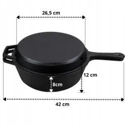 HAGE Rondel żeliwny 3w1 patelnia brytfanna 26 cm pokrywka Cast Iron
