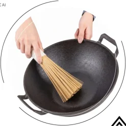 HAGE Szczotka do czyszczenia żeliwa 30 cm / drewno bambusowe