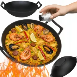HAGE Wok żeliwny 36 cm dwa uchwyty Cast Iron